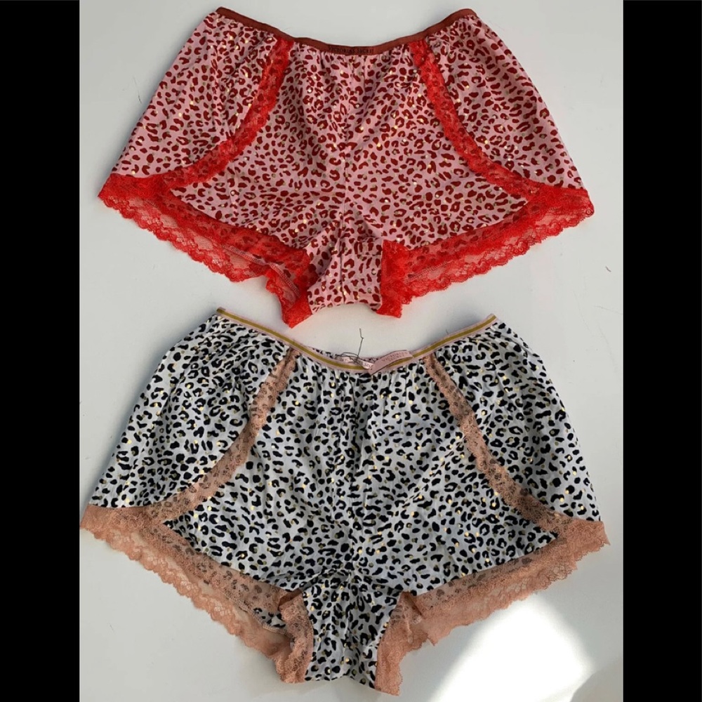 Victoria’s Secret sleep Shorts Leopard sleepwear Cotton Small Lot of 2 Pairs NWT